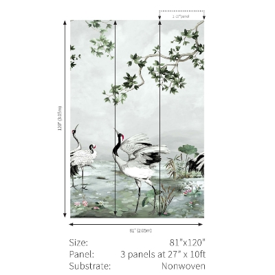 Picture of Crane Mural - Meadow Gray