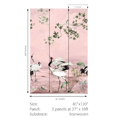 Picture of Crane Mural - Blushing Pink